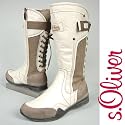 s.OLIVER Damen Winter Stiefel, gef&uuml;ttert, variable Weite, wollweiss-beige
