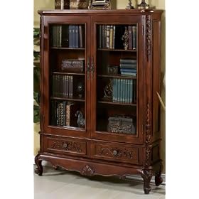 Heirloom Double Bookcase 64h Glass-door Antique Cherry by Home Decorators Collection