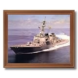 USS Cole DDG 67 Guided Missile Destroyer Naval Ship Military Wall Picture Oak Framed Art Print