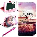 iPhone 6 Case, JCmax Premium Flip PU Leather Wallet Case Protective Cover [Kickstand Feature] [Card Slots] For Apple iPhone 6 (4.7 inch)+ One Free Stylus Pen-Never stop dreaming