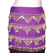 Purple Rectangular Hip Scarf/Belt with Gold Beads and Gold Coins
