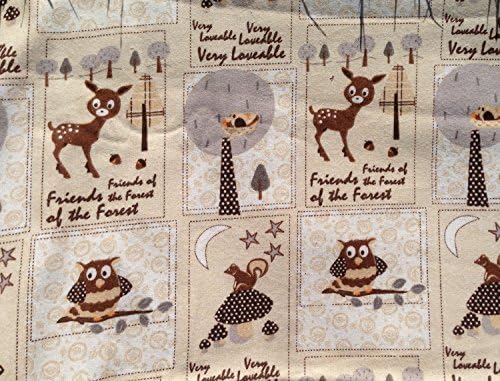 1/2 Yard - Adorable "Friends of the Forest" Baby Animals on Brown Flannel Fabric (Great for Quilting, Sewing, Craft Projects, Blankets, Throw Pillows & More) 1/2 Yard x 44"