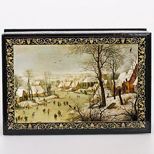 Beautiful Wooden Lacquer Box for Storage Winter Landscape with a Bird Trap (Bruegel) Great Gift for Women