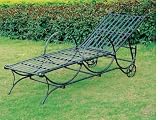 MANDALAY IRON PATIO or PORCH CHAISE LOUNGE in BLACK with a CHARCOAL GRAY MARBLED FINISH