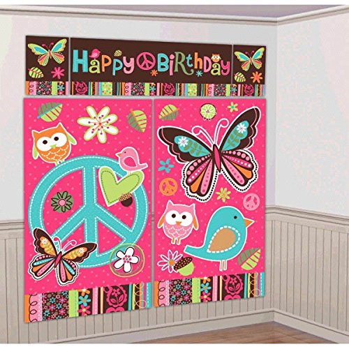 Amscan Hippie Chick Birthday Party Scene Setters Decoration (5 Pack), 59