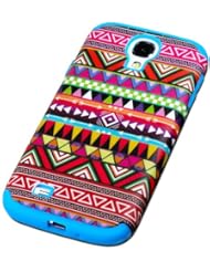 myLife (TM) Electric Blue - Tribal Design (3 Piece Hybrid) Hard and Soft Case for the Samsung Galaxy S4 "Fits Models: I9500, I9505, SPH-L720, Galaxy S IV, SGH-I337, SCH-I545, SGH-M919, SCH-R970 and Galaxy S4 LTE-A Touch Phone" (Fitted Front and Back Solid Cover Case + Internal Silicone Gel Rubberized Tough Armor Skin + Lifetime Warranty + Sealed Inside myLife Authorized Packaging) "ADDITIONAL DETAILS: This three layer Galaxy S4 armor skin gel fit together case is made of grip easy smooth silicone and hardshell plates that slide in to your pocket easily yet wont slip out of your hand"