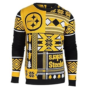 NFL Pittsburgh Steelers Patches Ugly Sweater, Black, Large