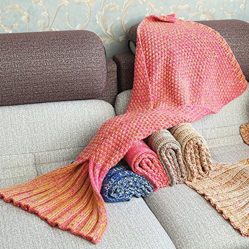 SleepyTail® Mermaid Blanket Tail For All Season, Soft Handmade For Adults , Kids, Baby Cute And Cozy. 100% MONEY BACK GUARANTEE! (Medium, Coral Reef)
