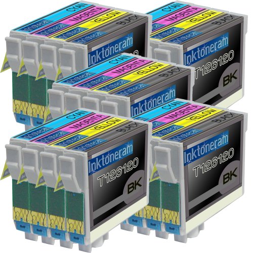 Inktoneram Remanufactured Ink Cartridges High Capacity Replacement for Epson 126 (5xBlack, 5xCyan, 5xMagenta, 5xYellow , 20-Pack)
