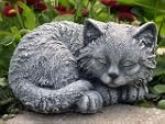 Steinfigur Katze schlafend Steinguss...