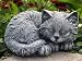 Garten & Freizeit : Tierfigur Katze schlafend schiefergrau