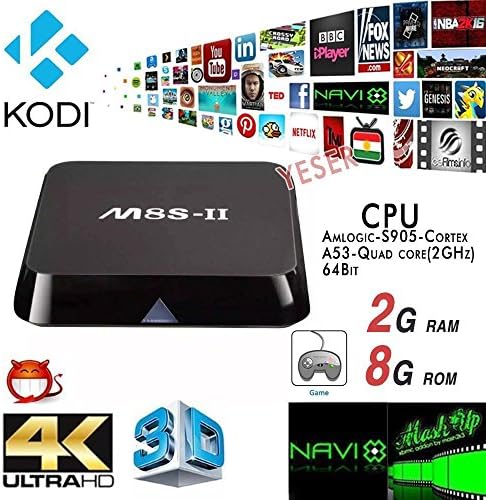 Yubng M8S-II Android TV BOX, YESER Kodi 15.2 HDMI Fully Loaded Amlogic S905 Quad Core Smart Media Player, 2GB RAM + 8GB ROM, OTT TV,4K, H.265, 1080P
