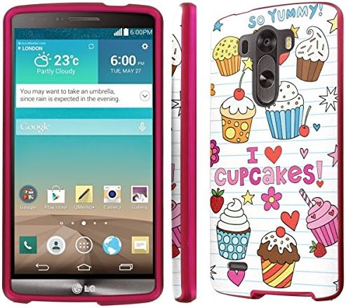 NakedShield LG G3 (Doodles Cupcakes) Total Hard Armor LifeStyle Rose Pink Phone Case