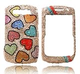Blackberry 8900 Javelin Genuine Swarovski Crystal (7ss) Multi Hearts Design Faceplate Cover Case