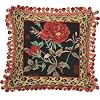 123 Creations C269.16x16 inch Rose with Leopard Border Needlepoint Pillow - 100 Percent Wool