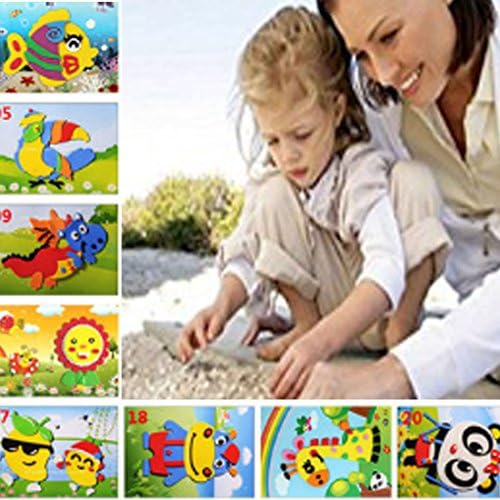 20 Pcs Educational Preschool Diy 3d Eva Foam Art and Craft Painting Sticker Puzzle Kit Toys, Birthday gift Animals Toy for Age 3 4 5 Years Old and Up Kids Children Baby Toddler Boys Girls