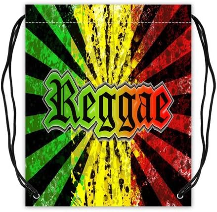 Rasta Carrying Drawstring Backpack Bag String Sack Cinch Bag for Sports for Traveling Twin Sides Printed Durable Lightweight Nylon Double Layer