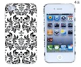 61%2B6eUvjZPL. SL160  Black Flower Embossed Hard Case for Apple iPhone 4, 4S (AT&T, Verizon, Sprint)   Includes DandyCase Keychain Screen Cleaner [Retail Packaging by DandyCase]