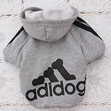 Angel Mall Adidog Hoodie Pet Clothes Dog Sweater Puppy Sweatshirt Warm Small Coat Christmas Gift 1-pc Set (Grey) (M)