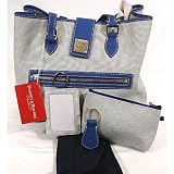 Dooney & Bourke Leather & Woven Tote Bag Purse with Accessories Tan