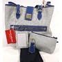 Dooney & Bourke Leather & Woven Tote Bag Purse with Accessories Tan