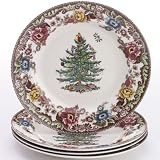 Spode Woodland Grove Christmas Tree Dinner Plates, Set of 4