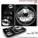 DJ Hero Skin Big Kiss Lips White on Black fit XBOX 360 and PS3 (DJ HERO NOT INCLUDED)