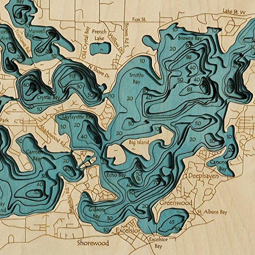 Wixom Close Up 16" x 20" Laser Carved Depth Map, Gladwin and Midland Counties, MI