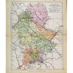 Copie de l'Angleterre C1890 Stafford de Carte d'Atlas Pratique de Philips