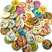 Imported 50Pcs Printed Round 2 Holes Wooden Buttons for Sewing Crafting 20mm RS.305.00
