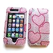 Apple iPhone 3G & 3GS Snap-on Protector Hard Case Rhinestone Cover "Pink Love" Design