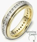6mm Designer 14 Karat Two-Tone Gold SPINNING Diamond Anniversary Ring