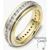 6mm Designer 18 Karat Two-Tone Gold SPINNING Diamond Eternity Band Ring