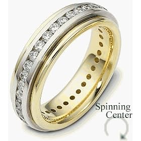 6mm Designer 18 Karat Two-Tone Gold SPINNING Diamond Eternity Band Ring