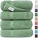 SALBAKOS - 100% Turkish Cotton Heirloom Quality Wash Cloth, Hand, Bath, Bath Sheet Towels and Bath Rugs & Mats (Green, 4 Bath Towels)