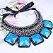 Wide Bold Chunky Multiple Layers Beaded Square Stone Pendant Bib Necklace