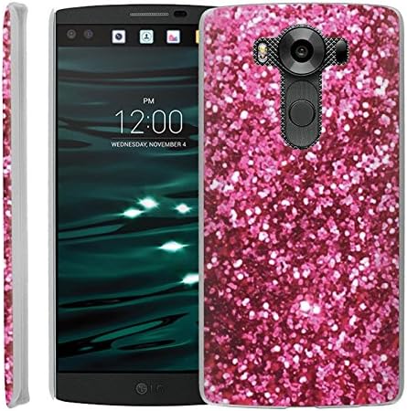 Pink Glitter [SLIM FIT] Shock-Absorption Bumper [1PCS] Durable Anti-Fingerprint Black Bumper Case for LG V10