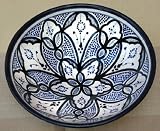 Moroccan Handmade White and Blue Fez Large Ceramic Bowl,by Treasures of Morocco,Free shipping