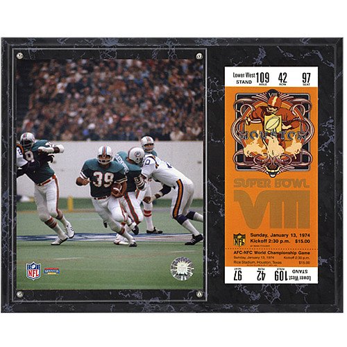 Mounted Memories Miami Dolphins Super Bowl VIII Larry Csonka Plaque with Replica Ticket