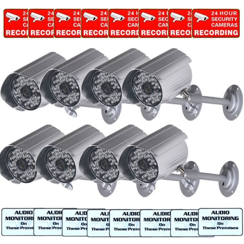 VideoSecu 8 of Outdoor Audio Bullet Security Cameras 36 IR Leds for Night Vision Built-in Microphone Metal Body Housing for CCTV DVR Home Surveillance IR806AS8 WAW