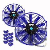 2X 9 Diameter 12V 2200RPM Electric Pull 2.5 Thin Slim Blue Radiator Fan by HK5
