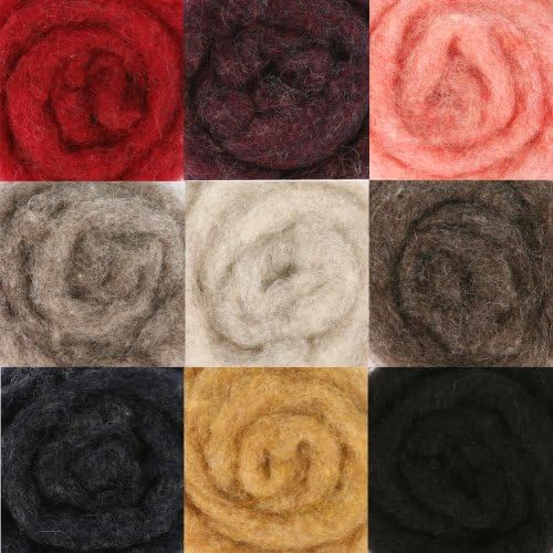 100% Wool Roving Animal Colors Assortment 1/4 Oz Each