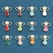 Set of 48 Assorted Gold Plated Birthstone Angel Pins #19220