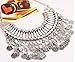 Gypsy Bohemian Vintage Gold Coin Turkish Beachy Bib Statement Necklace(Silver) by TRURENDI