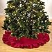Fennco Styles Holiday Décor Ruffle Trim Jute Burlap Xmas Tree Skirt, 53-inch Round (Red, 53