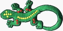 Green Gecko / Lizard with Yellow & Red Spots - Embroidered Iron On or Sew On Patch