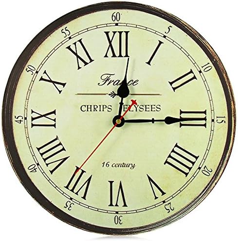 Silent Retro Roman Numerals Wooden Decorative Round Wall Clock