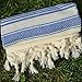 Dandelion - Ivory Basic Pattern - 100% Naturally-Dyed Cotton Turkish Towel Peshtemal - 71x39 Inches - Navy Blue