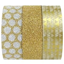 Wrapables Gold Treasure Washi Masking Tape, 5M by 15mm, Set of 3
