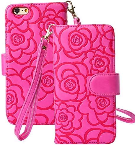 iPhone 6S Case,iPhone 6S,Case for iPhone 6S,iPhone 6S Leather Case, YoungDoria Luxury Wallet Flip Leather Case Cover for iPhone 6S [4.7 inch] (Camellia - Rose Red)